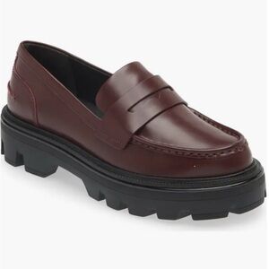 NEW Rag & Bone Quinn Lug Sole Loafers Leather Burgundy Oxblood Platform Shoes 40